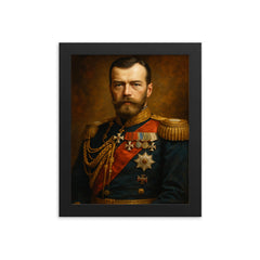 Nicholas II of Russia framed print on a plain backdrop in size 8"x10".