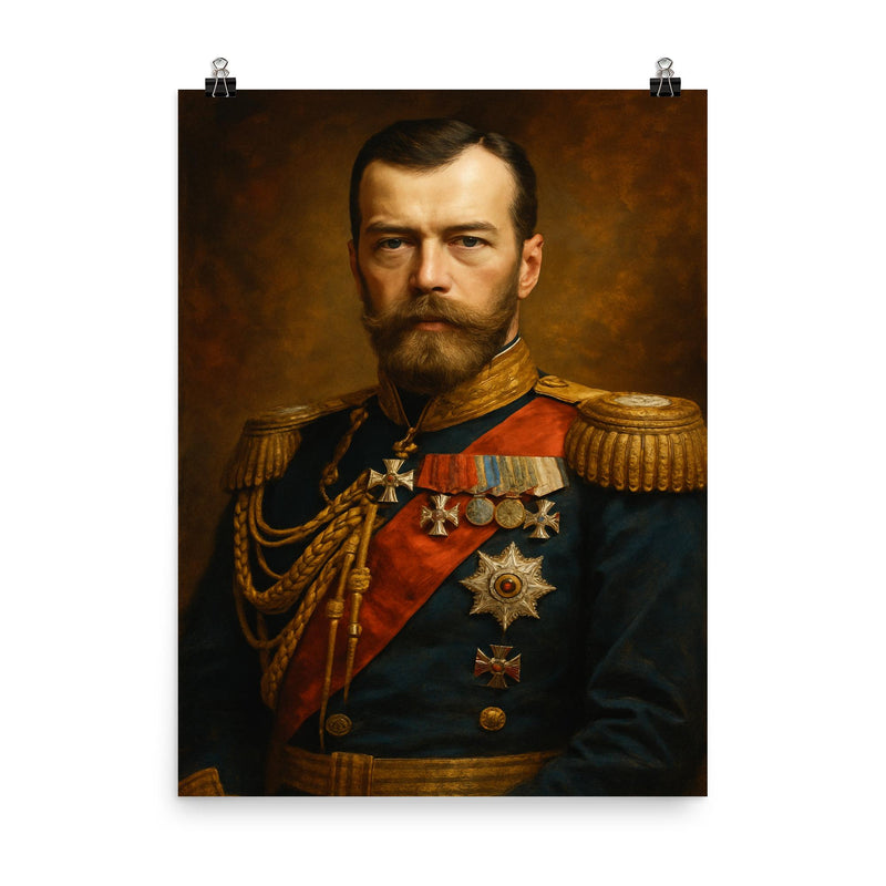 Nicholas II of Russia poster on a plain backdrop in size 8