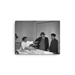Nick Kuesis Points to James Morelli, Chicago 1947 canvas print on a plain backdrop in size 12"x16".