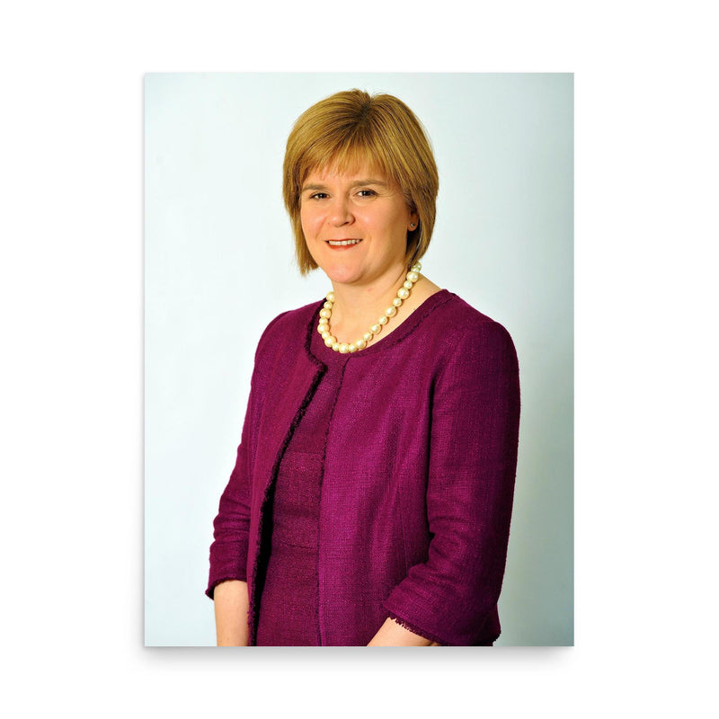 Nicola Sturgeon poster on a plain backdrop in size 18