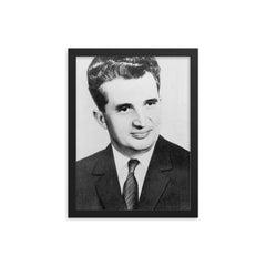 Nicolae Ceausescu framed print on a plain backdrop in size 12"x16".