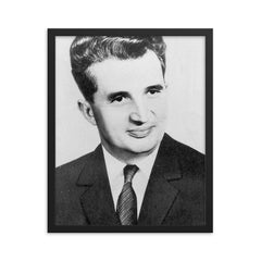 Nicolae Ceausescu framed print on a plain backdrop in size 16"x20".