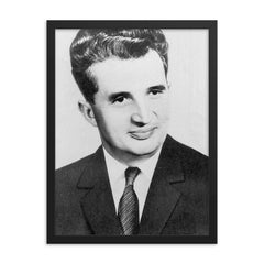Nicolae Ceausescu framed print on a plain backdrop in size 18"x24".