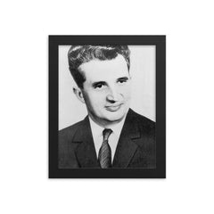 Nicolae Ceausescu framed print on a plain backdrop in size 8"x10".