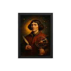 Nicolaus Copernicus framed print on a plain backdrop in size 12"x16".