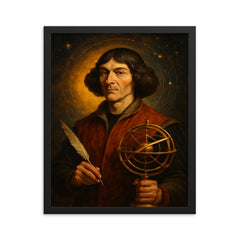 Nicolaus Copernicus framed print on a plain backdrop in size 16"x20".