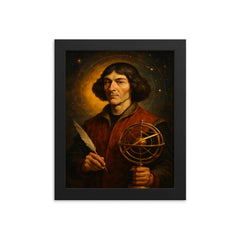 Nicolaus Copernicus framed print on a plain backdrop in size 8"x10".