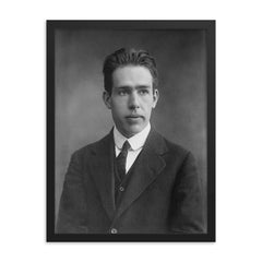 Niels Bohr framed print on a plain backdrop in size 18"x24".