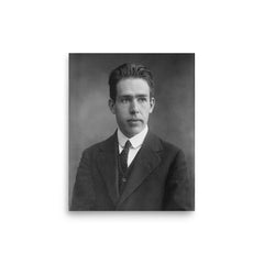 Niels Bohr poster on a plain backdrop in size 8"x10".