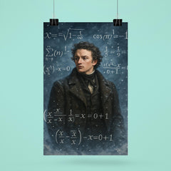 Niels Henrik Abel in snow with impossible equations poster 6