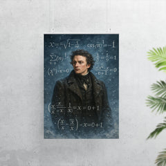 Niels Henrik Abel in snow with impossible equations poster 7