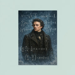 Niels Henrik Abel in snow with impossible equations poster 8
