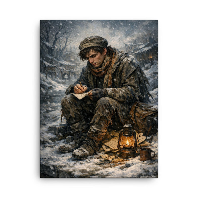 Niels Henrik Abel in winter poverty canvas print on a plain backdrop in size 18