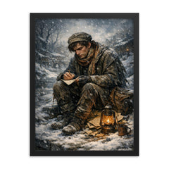 Niels Henrik Abel in winter poverty framed print on a plain backdrop in size 18"x24".