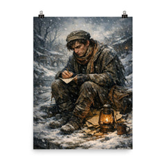 Niels Henrik Abel in winter poverty poster on a plain backdrop in size 8"x10".