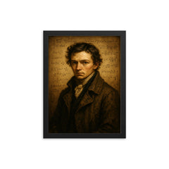 Niels Henrik Abel threadbare coat and formulas framed print on a plain backdrop in size 12"x16".