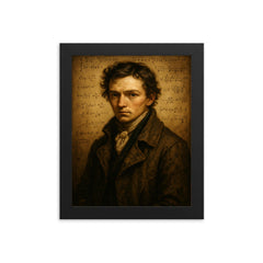 Niels Henrik Abel threadbare coat and formulas framed print on a plain backdrop in size 8"x10".