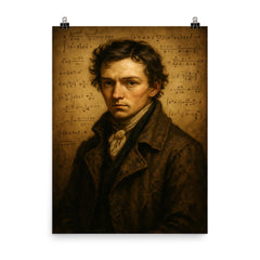 Niels Henrik Abel threadbare coat and formulas poster on a plain backdrop in size 8"x10".