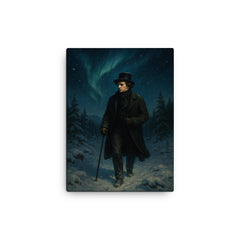 Niels Henrik Abel wandering snowy Nordic night canvas print on a plain backdrop in size 12"x16".