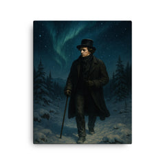 Niels Henrik Abel wandering snowy Nordic night canvas print on a plain backdrop in size 16"x20".