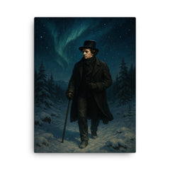 Niels Henrik Abel wandering snowy Nordic night canvas print on a plain backdrop in size 18"x24".
