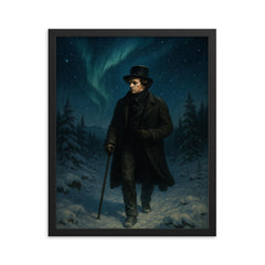 Niels Henrik Abel wandering snowy Nordic night framed print on a plain backdrop in size 16"x20".