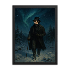 Niels Henrik Abel wandering snowy Nordic night framed print on a plain backdrop in size 18"x24".
