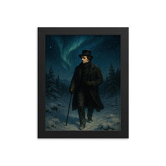 Niels Henrik Abel wandering snowy Nordic night framed print on a plain backdrop in size 8"x10".