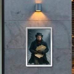 Niels Henrik Abel wandering snowy road with manuscripts poster 2