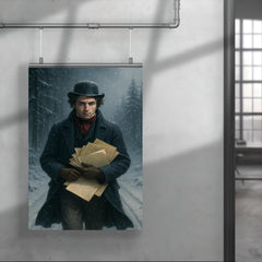 Niels Henrik Abel wandering snowy road with manuscripts poster 4