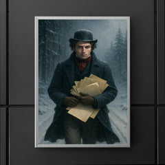 Niels Henrik Abel wandering snowy road with manuscripts poster 5