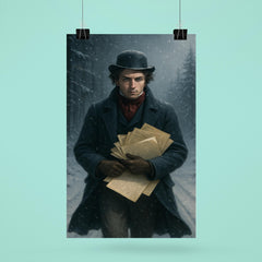 Niels Henrik Abel wandering snowy road with manuscripts poster 6