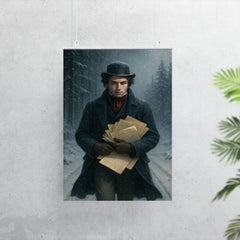 Niels Henrik Abel wandering snowy road with manuscripts poster 7
