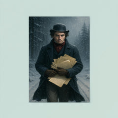 Niels Henrik Abel wandering snowy road with manuscripts poster 8