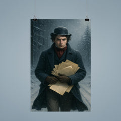 Niels Henrik Abel wandering snowy road with manuscripts poster 9