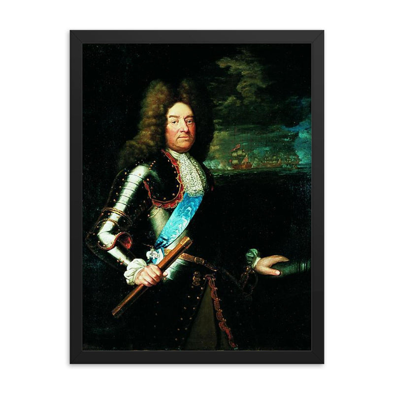 Niels Juel framed print on a plain backdrop in size 18