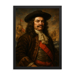 Niels Juel framed print on a plain backdrop in size 18"x24".