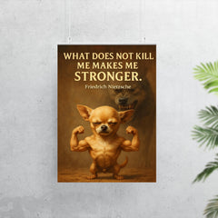 Nietzsche quote chihuahua flexing muscles poster 7