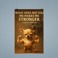 Nietzsche quote chihuahua flexing muscles poster 9
