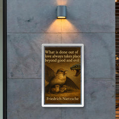 Nietzsche quote mother bird protecting babies love beyond good and evil poster 2