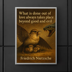 Nietzsche quote mother bird protecting babies love beyond good and evil poster 5
