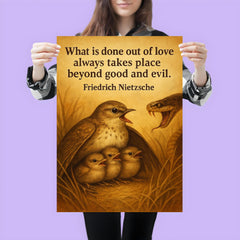 Nietzsche quote what is done out of love mother bird poster 3