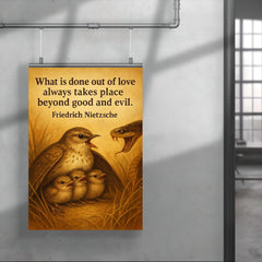 Nietzsche quote what is done out of love mother bird poster 4