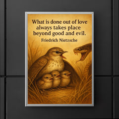 Nietzsche quote what is done out of love mother bird poster 5