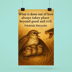 Nietzsche quote what is done out of love mother bird poster 6