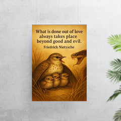 Nietzsche quote what is done out of love mother bird poster 7