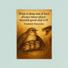 Nietzsche quote what is done out of love mother bird poster 8