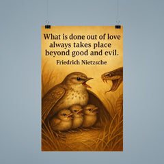Nietzsche quote what is done out of love mother bird poster 9