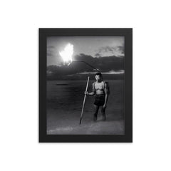 Night Fishing in Hawaii, 1948 framed print on a plain backdrop in size 8"x10".