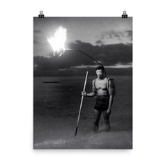 Night Fishing in Hawaii, 1948 poster on a plain backdrop in size 8"x10".